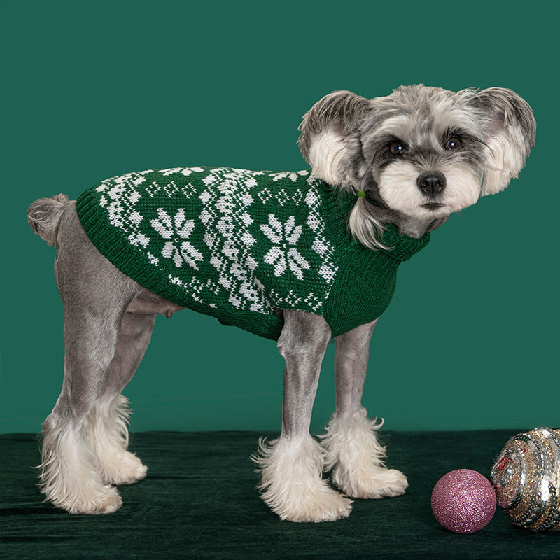 Knitted preppy V-neck pet jumper vest in Student Red, front view
