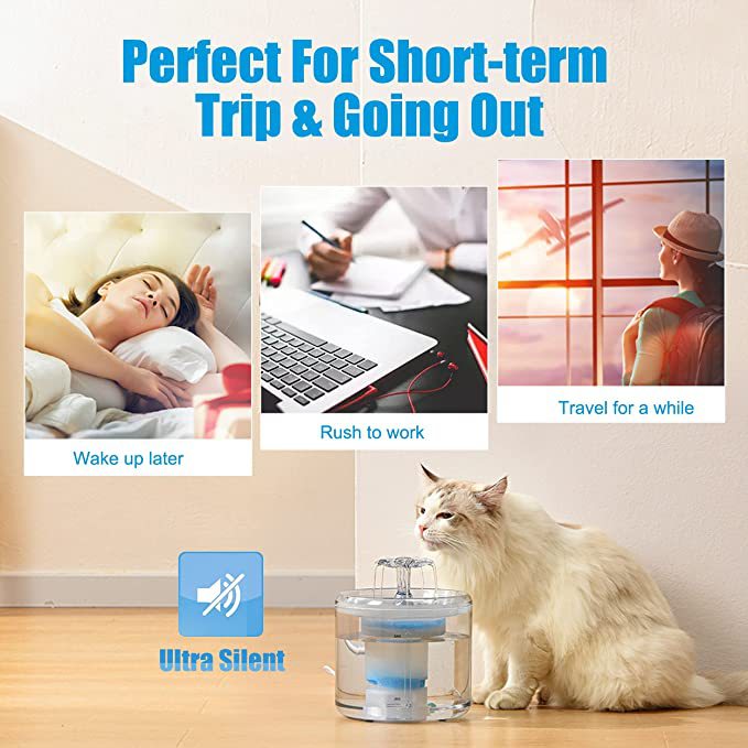 2.6L Transparent Flowing Water Pet Fountain with Smart Sensor and Circulating Filter