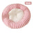 Round striped faux fur pet bed in dark grey for cats