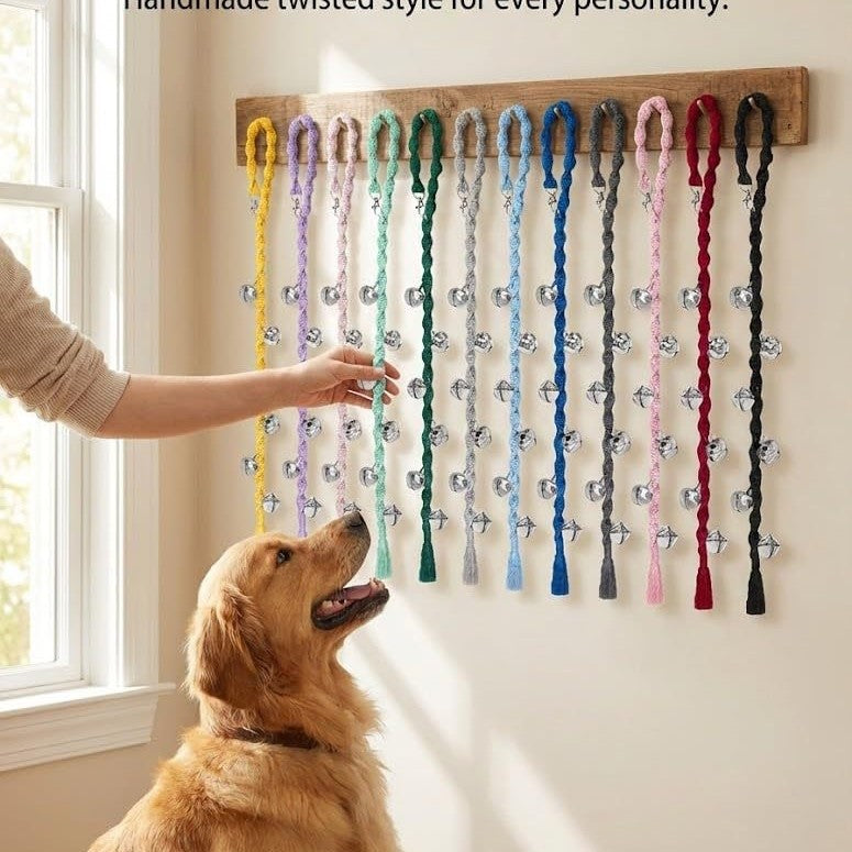 Dog potty training doorbell hanging on cotton rope, product image 2
