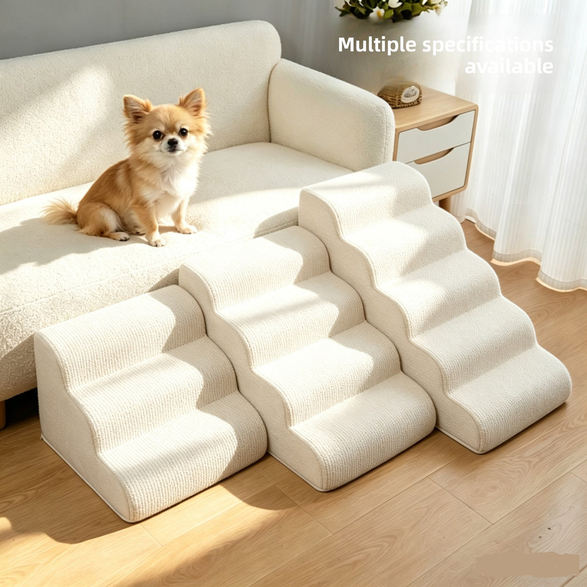 Grey foam pet stairs with removable washable cover, photo 15