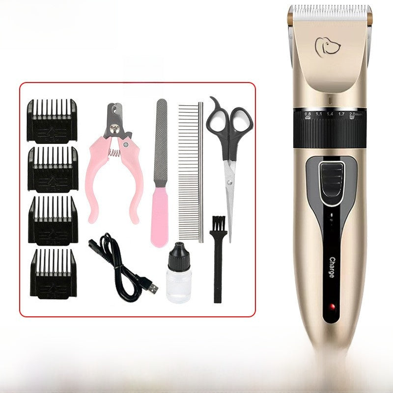 Ceramic Blade Pet Clipper Set with Guide Combs, USB Cordless