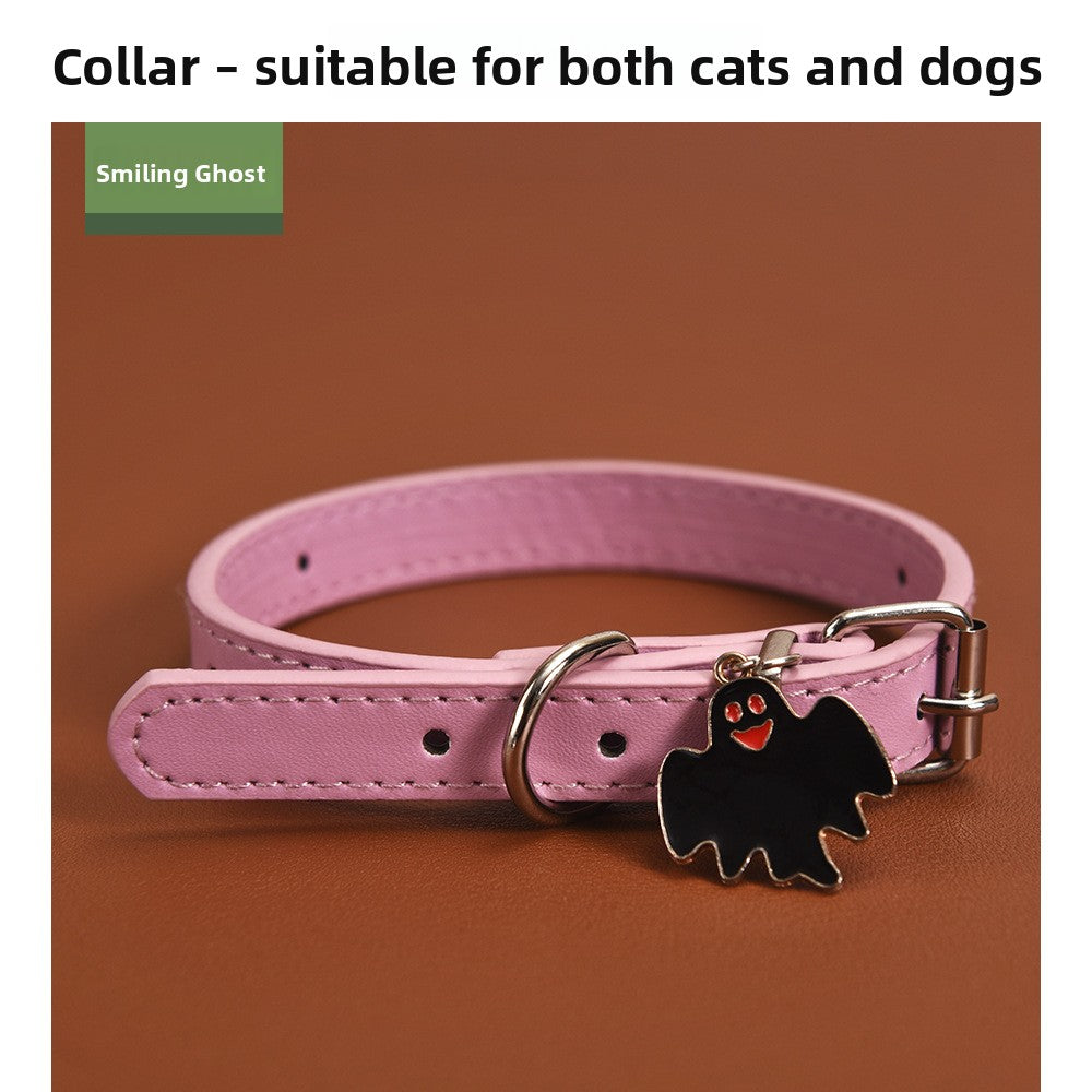 Halloween pumpkin and ghost dog collar, ideal for everyday use