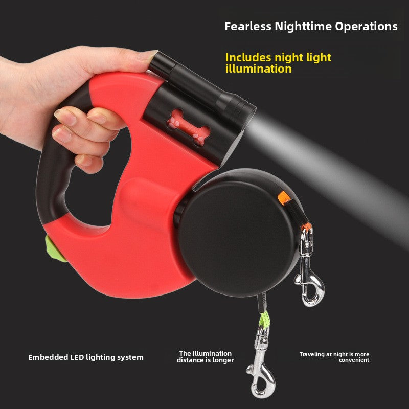 Dual head retractable dog lead for two small dogs, product image 2