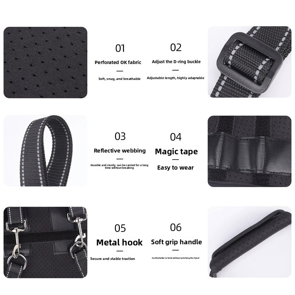Black dog rear lift support sling with non-slip handles, product image 4