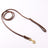 Brown leather dog lead with metal clip for walks, view 3