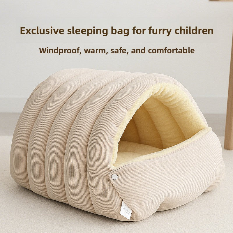 Warm enclosed pet nest and sleeping bag bed, photo 1 of 17