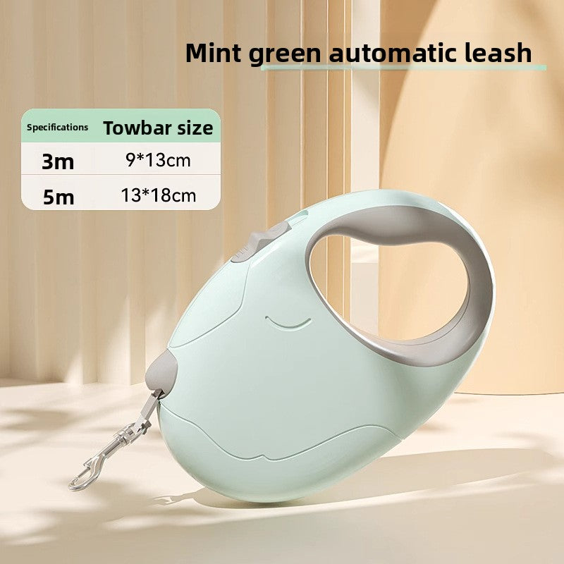 Compact retractable dog lead in 4 pastel colour options