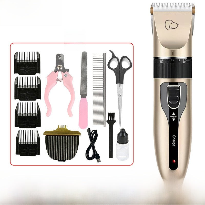 Ceramic Blade Pet Clipper Set with Guide Combs, USB Cordless