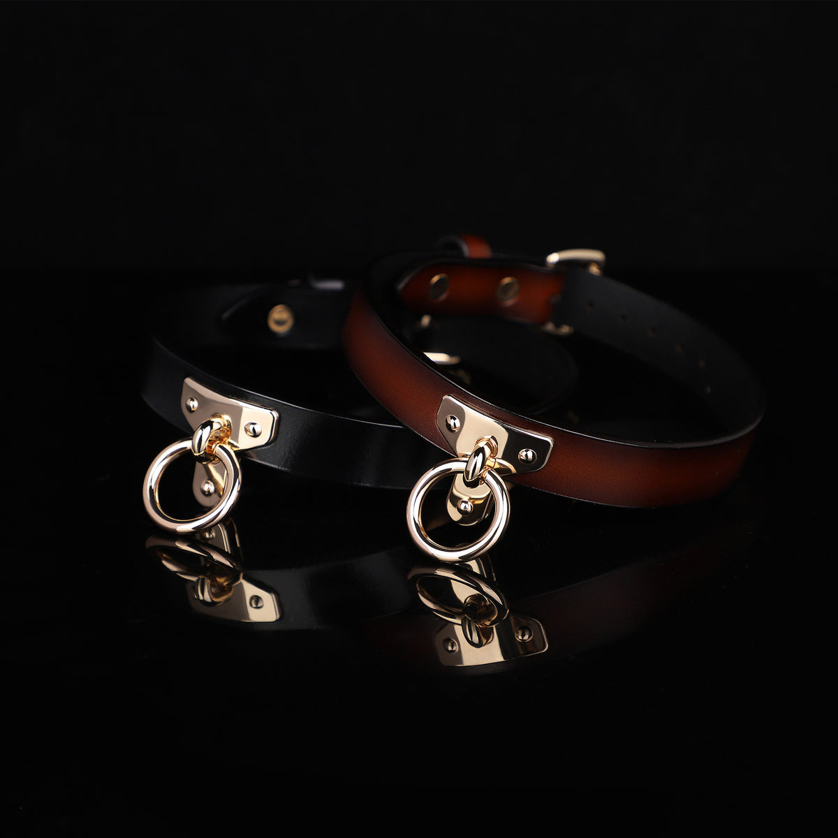 Heavy duty leather look dog collar in orange