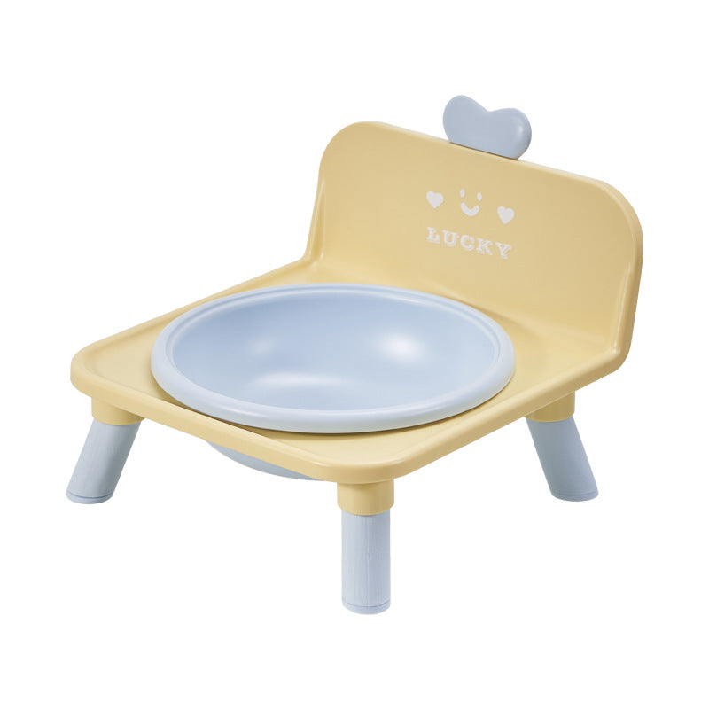 Anti-Spill Square Ceramic Pet Bowl with Raised Stand in Four Light Colours