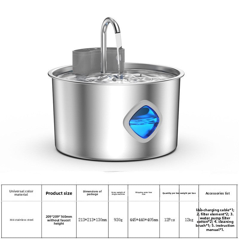 Automatic Pet Water Dispenser Stainless Steel 3.2L