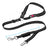 Elastic pet car seat belt lead in black with buffer section