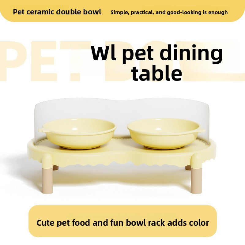 Ceramic Pet Bowl with Elevated Stand for Cats and Dogs in Four Colours