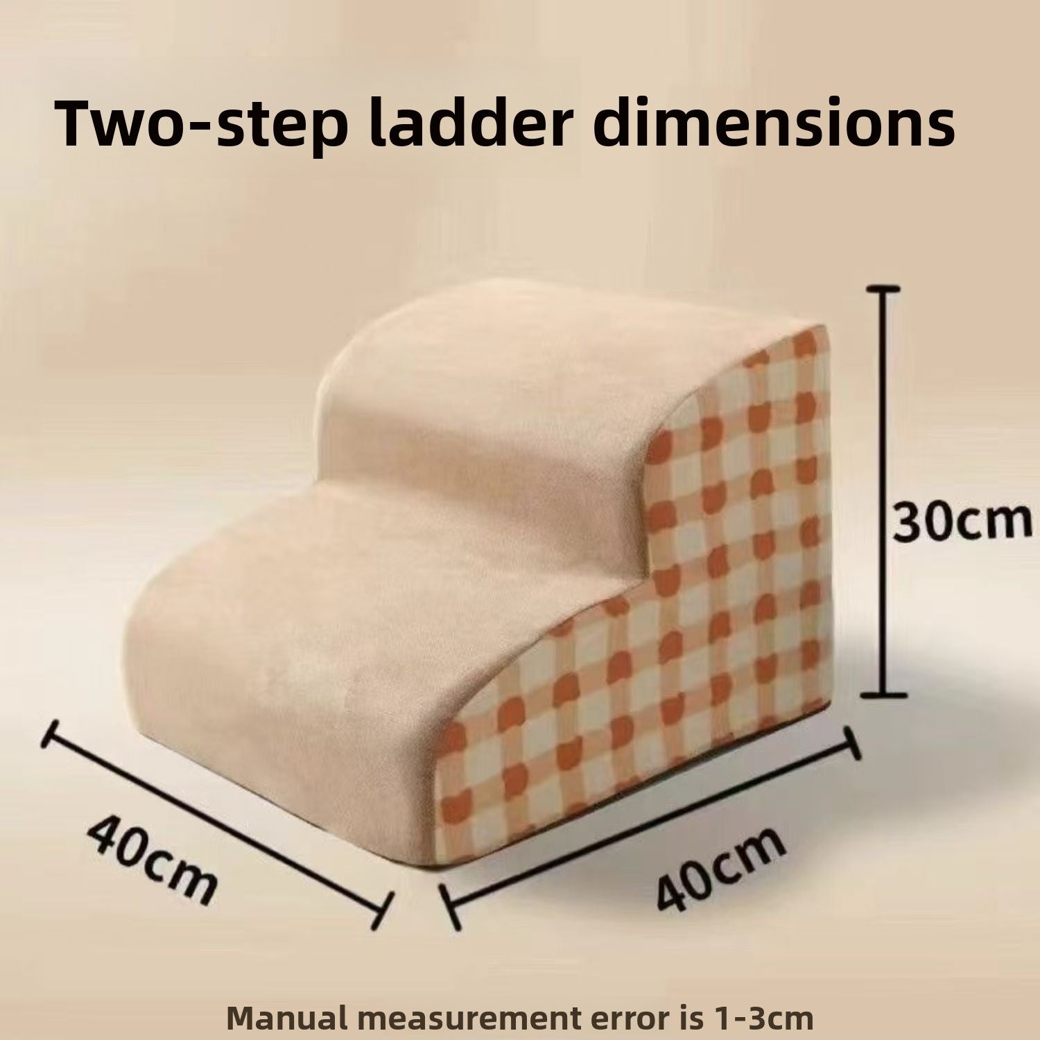 Two-step foam pet stairs with plaid cover, photo 6 of 11