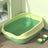Semi-Enclosed Cat Litter Box with Scoop, Two-Tone Anti-Splash Tray