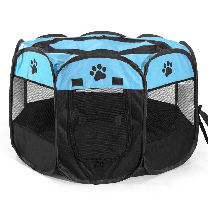 Foldable octagonal pet playpen tent with mesh windows, view 9