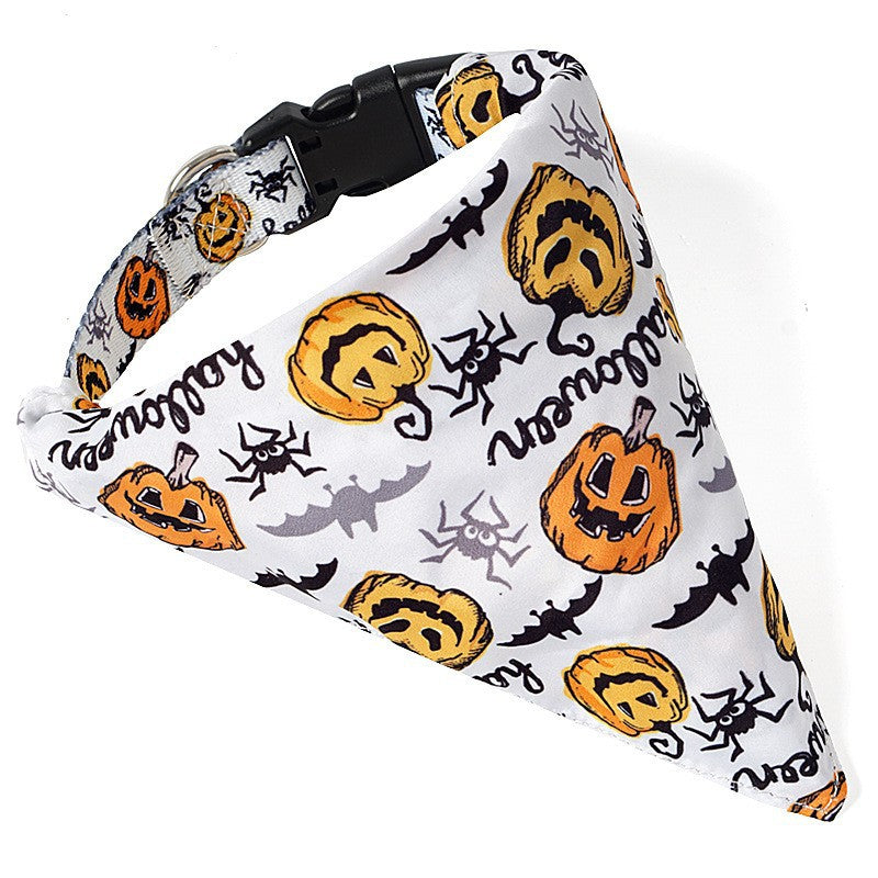 Halloween pumpkin bandana collar for dogs and cats, available from Pet Royale UK