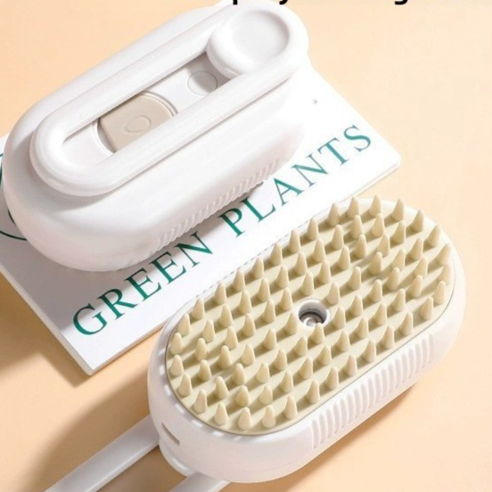 USB Rechargeable Spray Grooming Comb with Silicone Massage Bristles