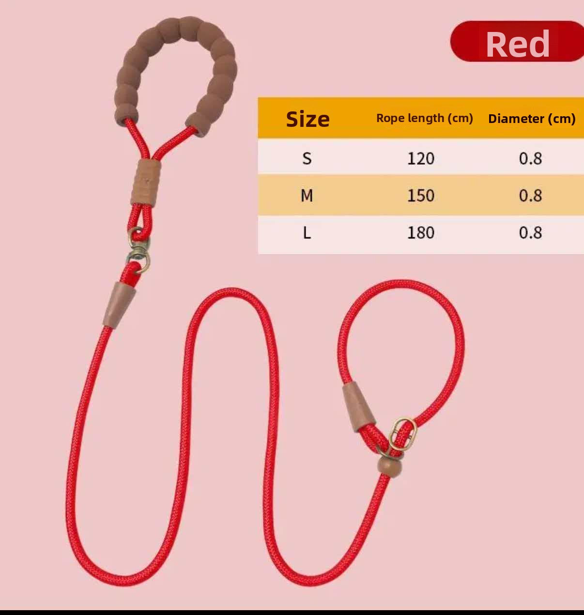 Show-style nylon slip lead for dogs in 4 colour options