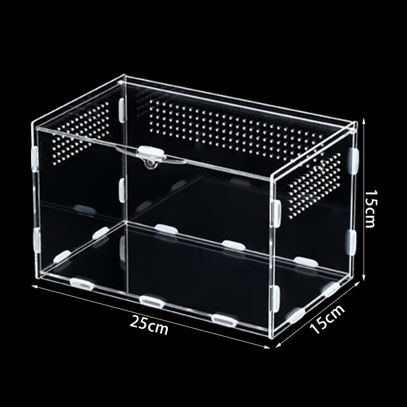 Ventilated acrylic enclosure for spiders and small reptiles, alternative angle view