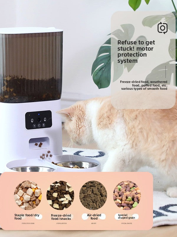 Automatic Cat Feeder with WiFi App Control, Timed Feeding and Optional Camera