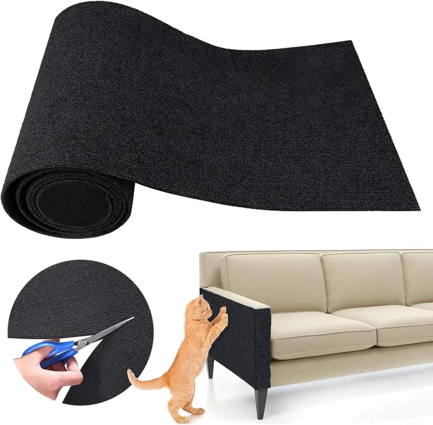 Light grey self-adhesive cat scratching mat for walls, photo 84