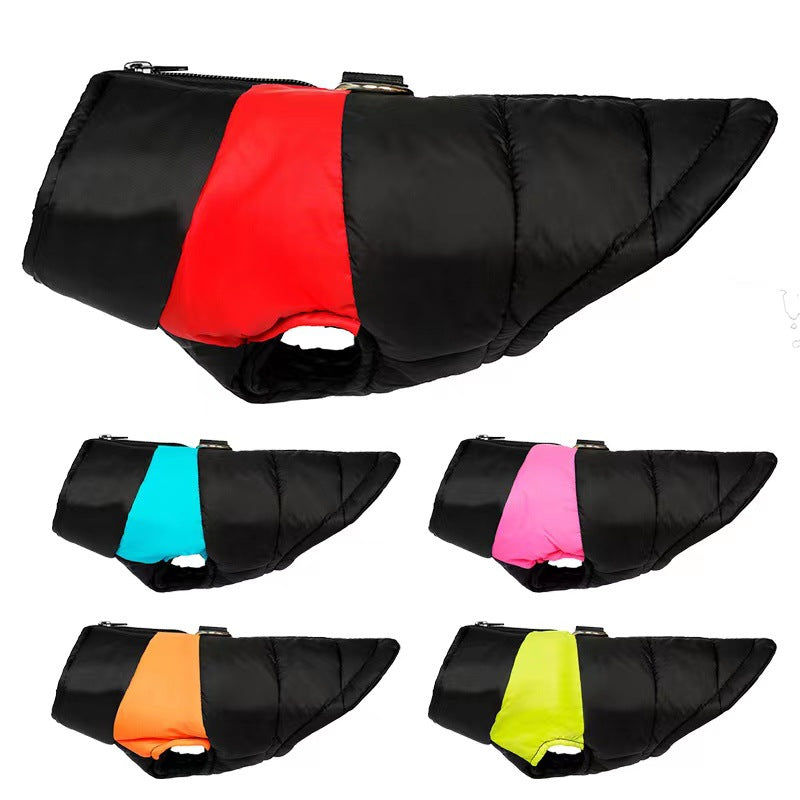 Warm padded cotton dog vest in red and black