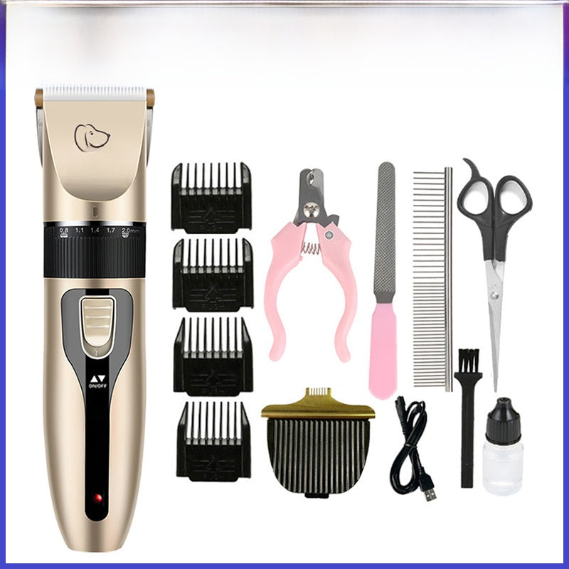 USB Rechargeable Pet Hair Clipper with Ceramic Blade and 4 Combs