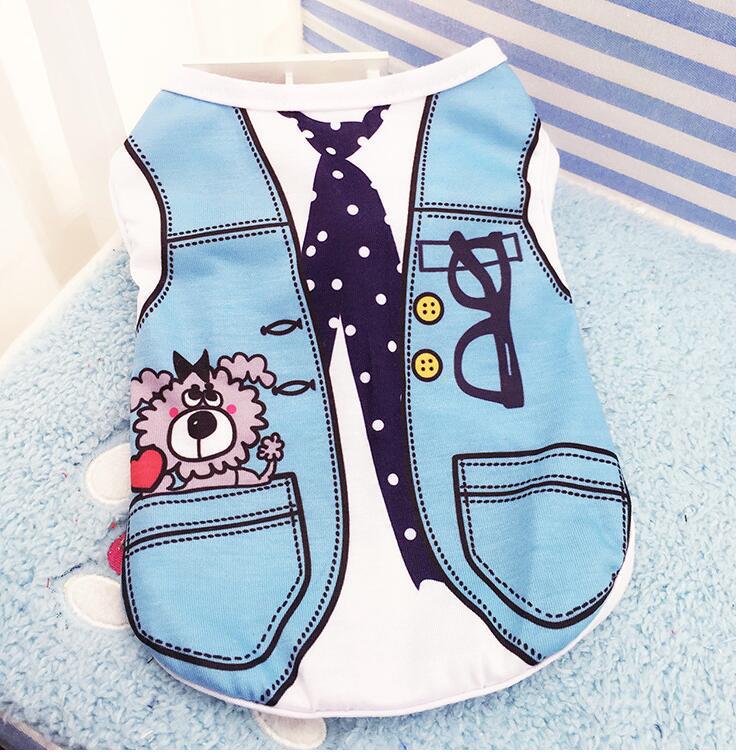 Breathable mesh summer pet vest for dogs and cats, showing size and shape