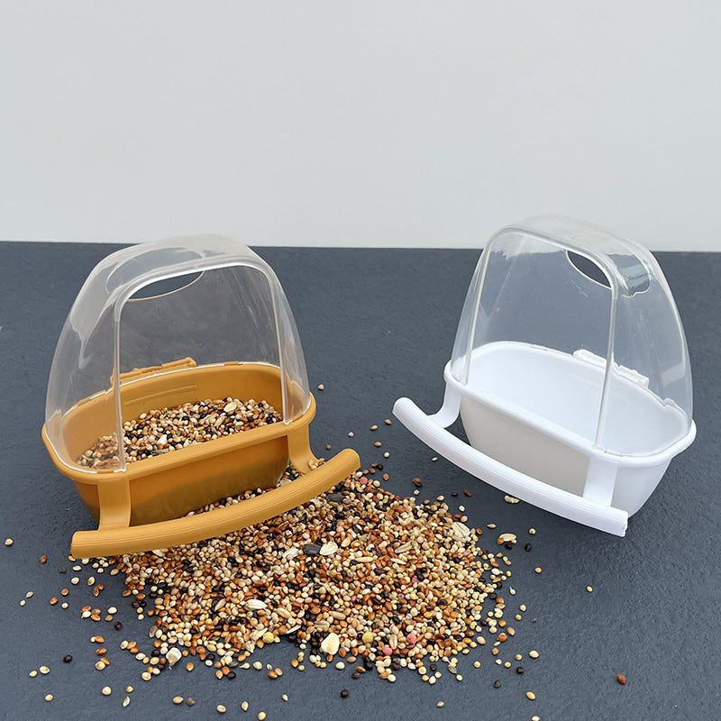 Green splash proof hanging bird feeder inside cage, view 4