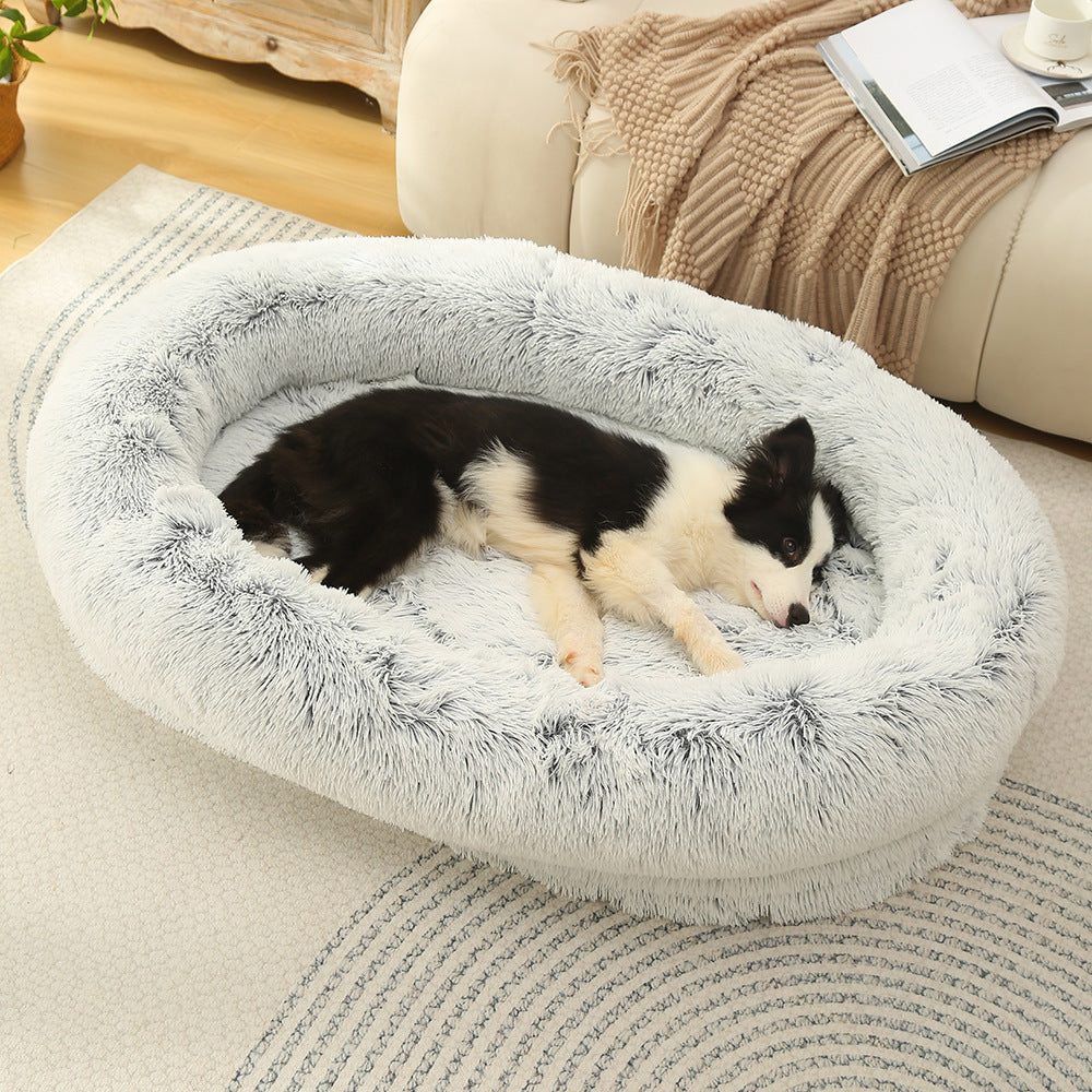 Long plush washable dog and cat bed with thick padding, photo 9