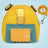 Cartoon dog backpack harness with lead in orange, view 13
