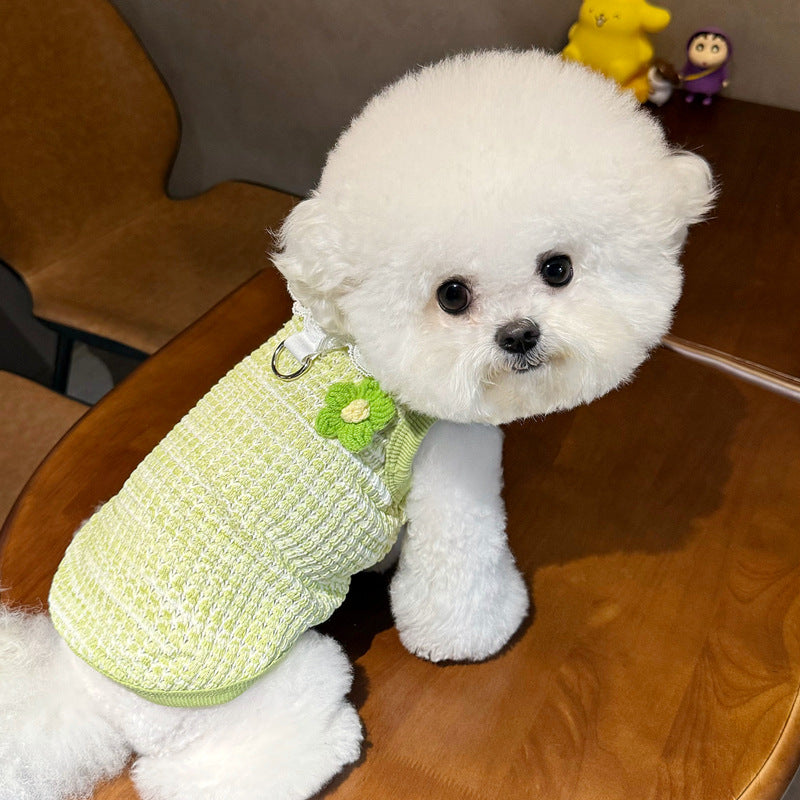 Soft knitted pastel pet vest with built-in lead ring, product image 17