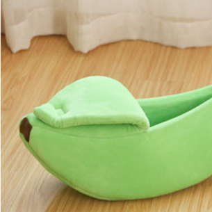 Playful fruit-shaped pet bed with curved sides, detail and texture view