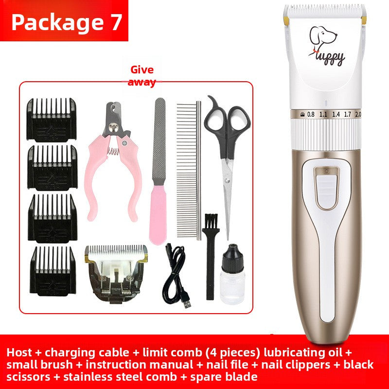 USB Rechargeable Pet Hair Clipper with Ceramic Blade and 4 Combs