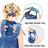 Washed denim dog jumpsuit with suspenders in Blue, side view