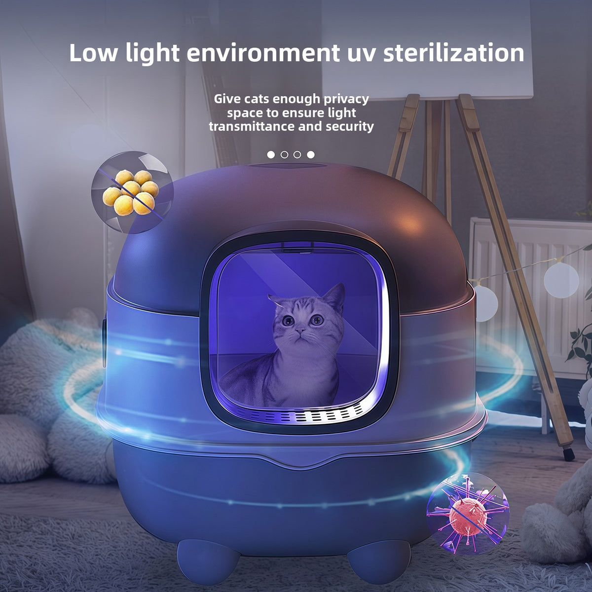 Enclosed Cat Litter Box with UV Light and Odour Control