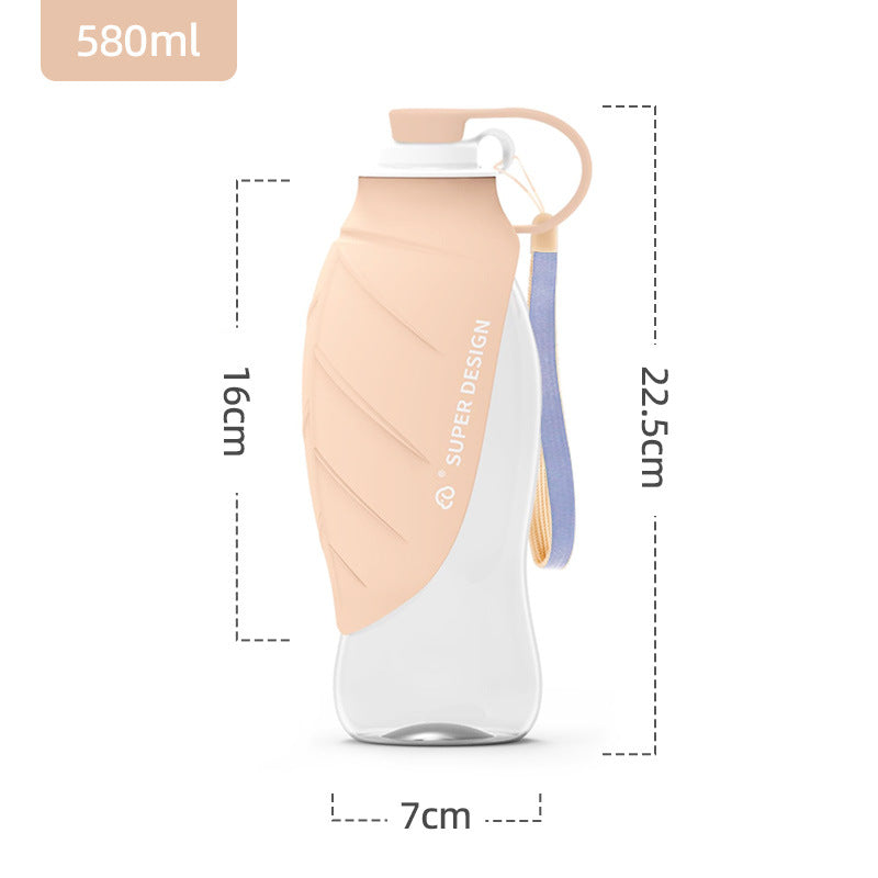 Leaf Shaped Foldable Silicone Pet Drinking Cup 580ml for Dogs and Cats on Outdoor Trips