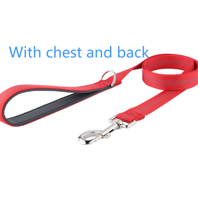 Wide chest nylon dog harness with front buckle and metal hardware, product image 57