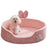 Pink soft sponge pet bed with raised edge, view 4
