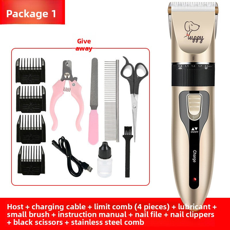 USB Rechargeable Pet Hair Clipper with Ceramic Blade and 4 Combs