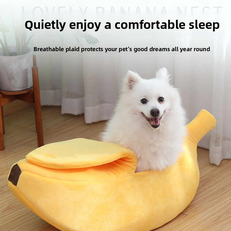 Banana shaped semi-enclosed pet bed for cats, photo 2 of 61