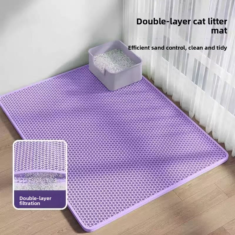 Foldable Double Layer Cat Litter Mat, Anti-Splash EVA