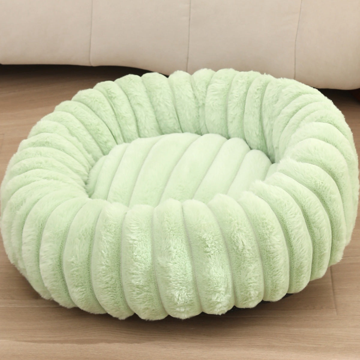 Plush round faux fur pet nest for cats, photo 71 of 80