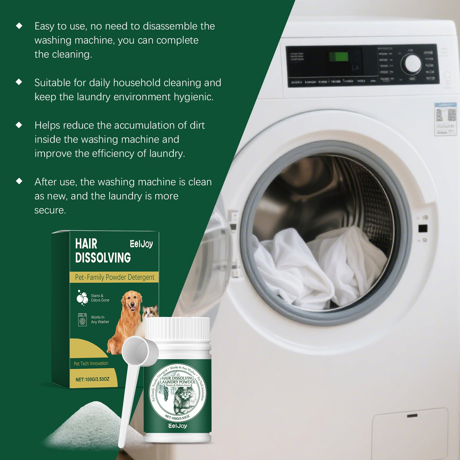 Pet Hair Dissolving Laundry Powder with Stain Removal