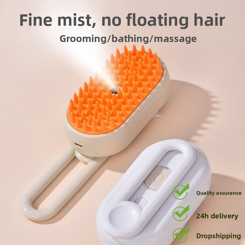Rechargeable Steam Mist Pet Brush for Shedding and Detangling