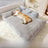 Soft PP cotton dog bed in grey, close-up detail view