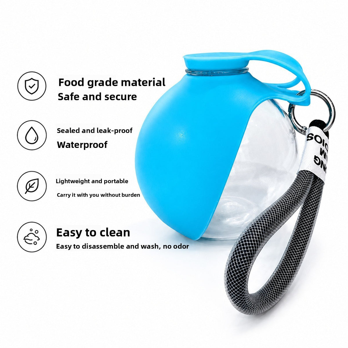 Foldable Stainless Steel Pet Travel Water Bowl with Hanging Rope Hook for Dogs