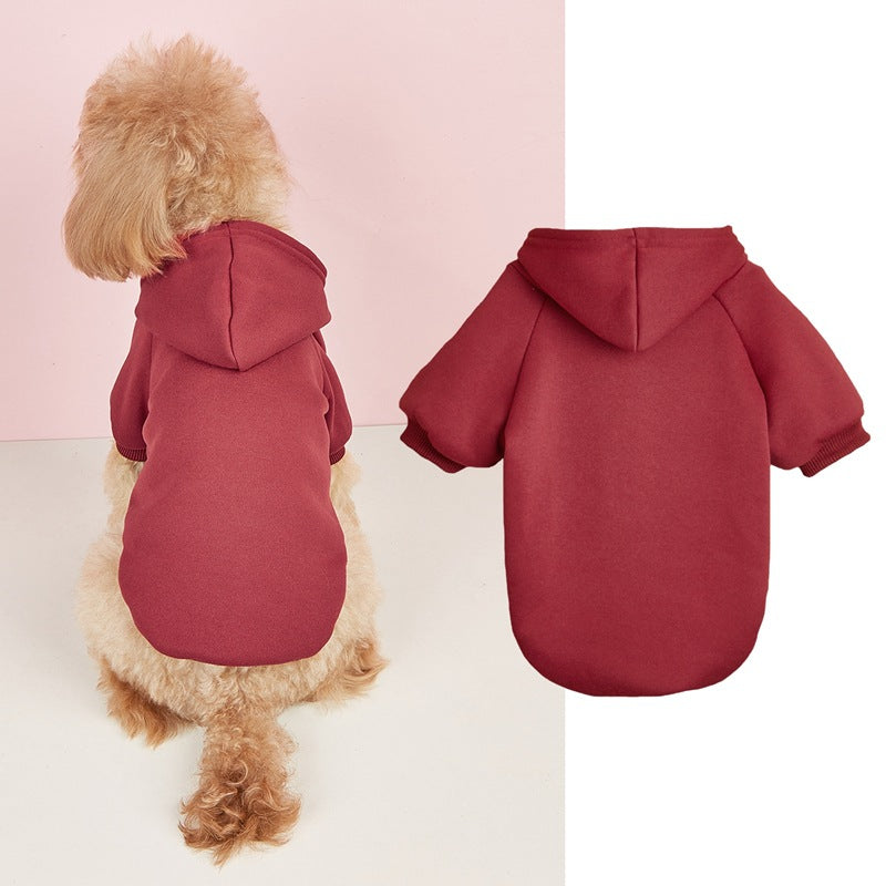 Classic hooded jumper for dogs and cats in Crimson, front view